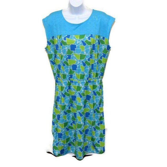 REI Novara Whittier Bike Dress Blue Mosaic Print - Picture 1 of 8